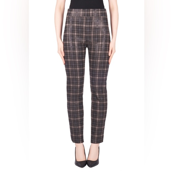 JOSEPH RIBKOFF Taupe-Black Plaid Pant - Picture 1 of 8